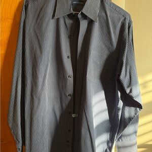 John Ashford Men's Blue and White Striped Dress Shirt